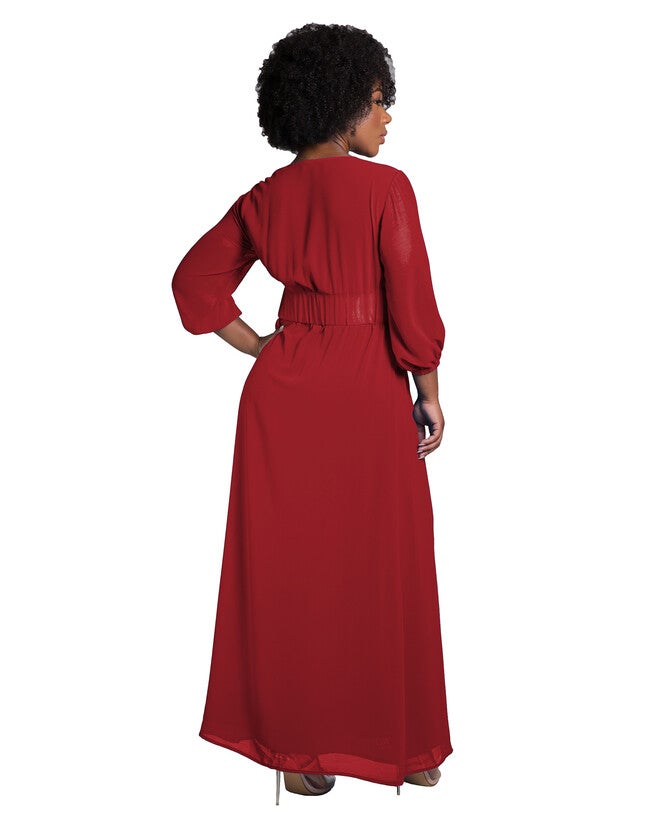 Tida Women's Plus Size Belted Surplice Maxi Dress, , alternate image number 5