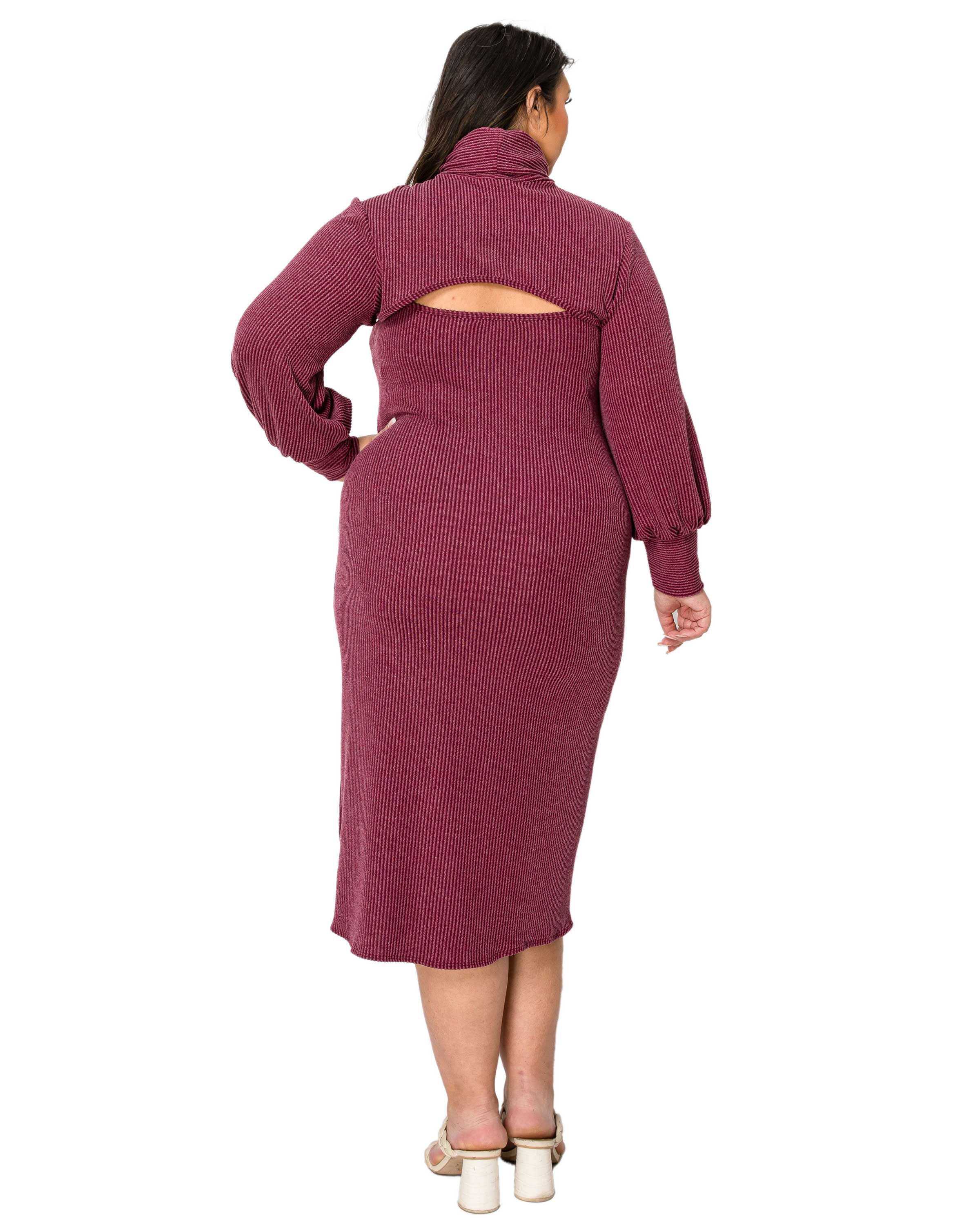 ASTER TWO PIECE SWEATER DRESS SET, Burgundy / Burgundy, alternate image number 2