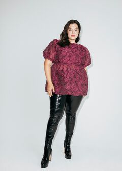 Textured Floral Peplum Top