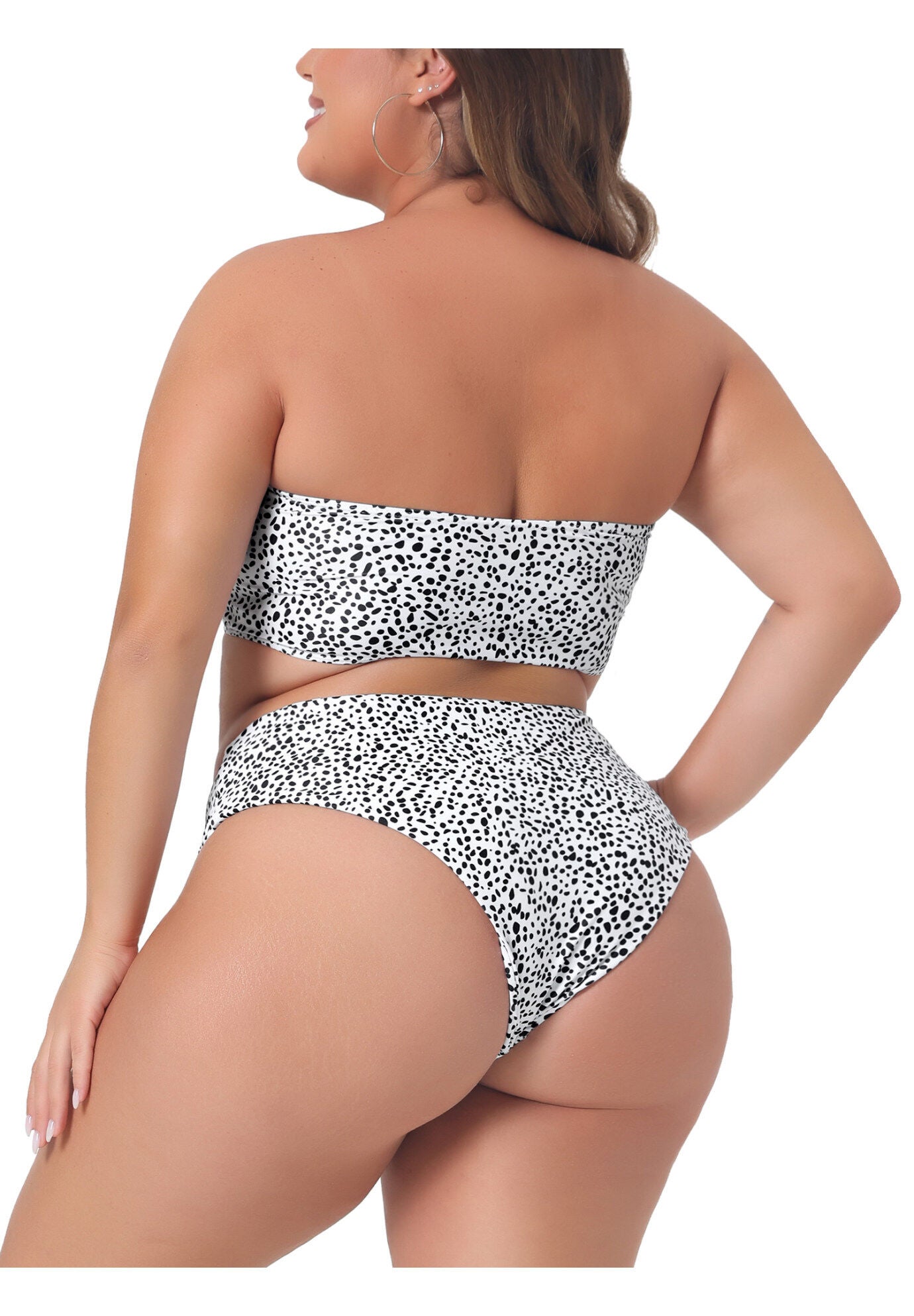 2 Pieces Bandeau Off Shoulder High Waist Bikini, White / White, alternate image number 3