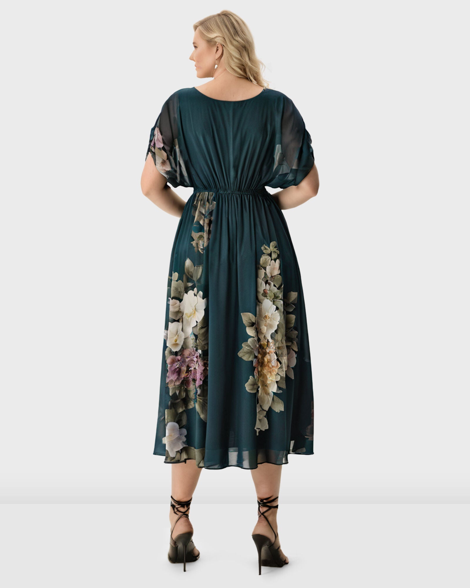 Floral Print Georgette Surplice Dress, , alternate image number 7