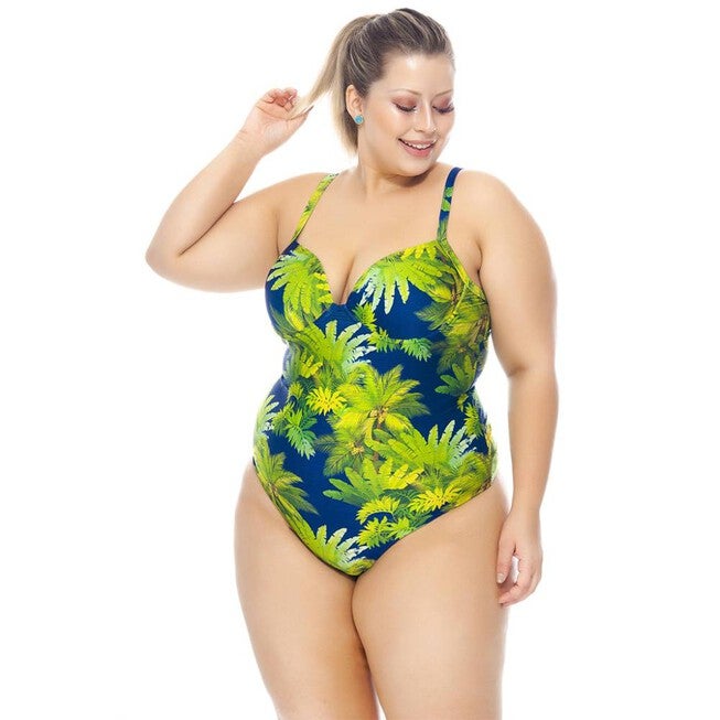 Swimsuit With Padded Underwired Cups, Green / Light Green, hi-res image number 0