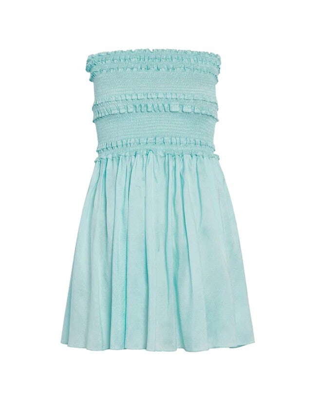 Anya Raw Silk Mini Dress, Sky / Light Blue, hi-res image number 0