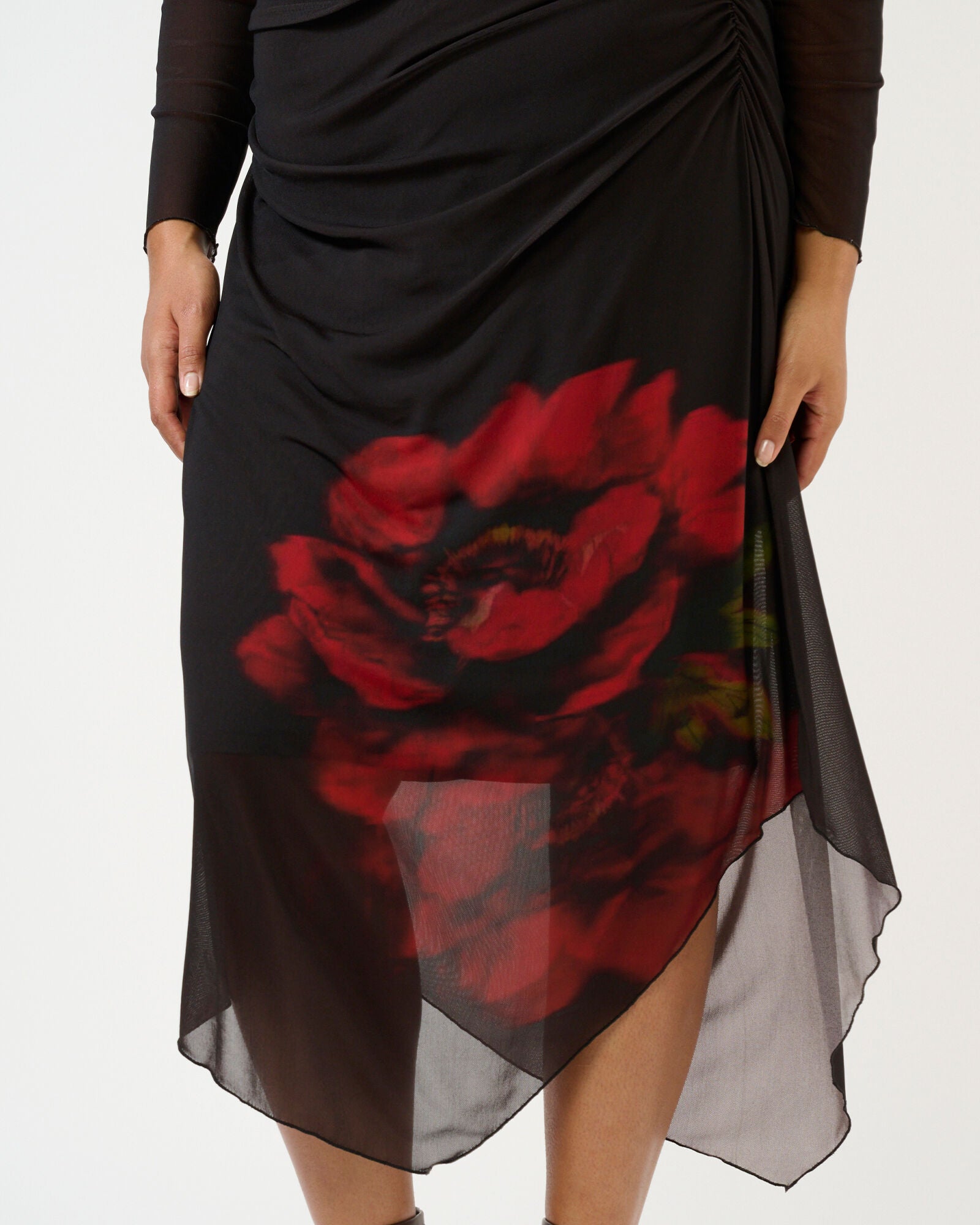 Raya Asymm Mesh Dress, Choc Rose / Brown, alternate image number 4