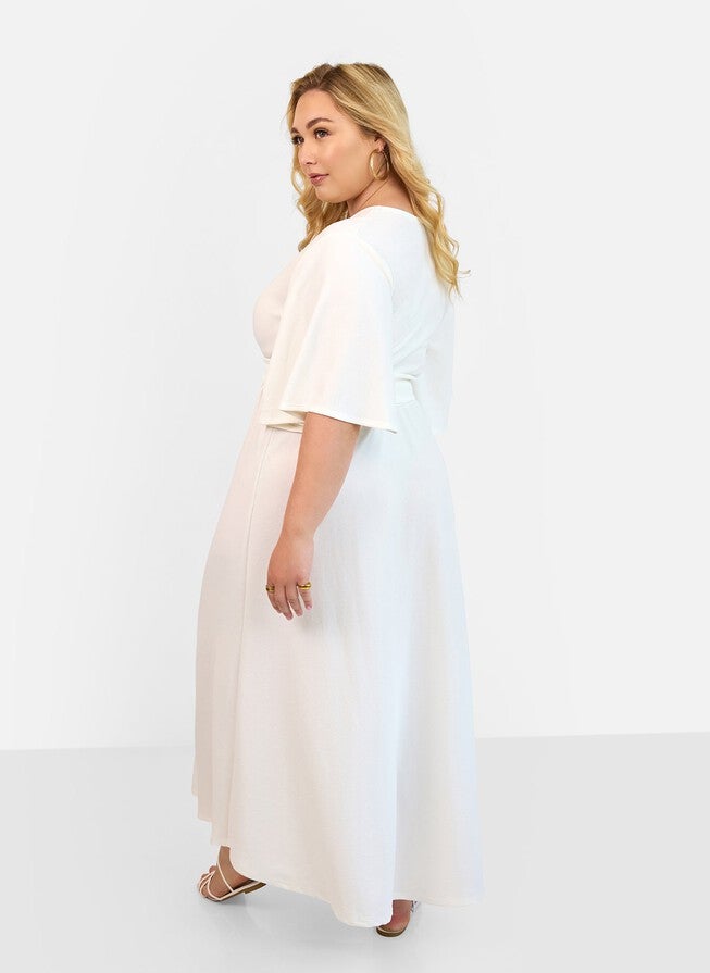 BIANCA FAUX WRAP MAXI DRESS, White / White, alternate image number 3