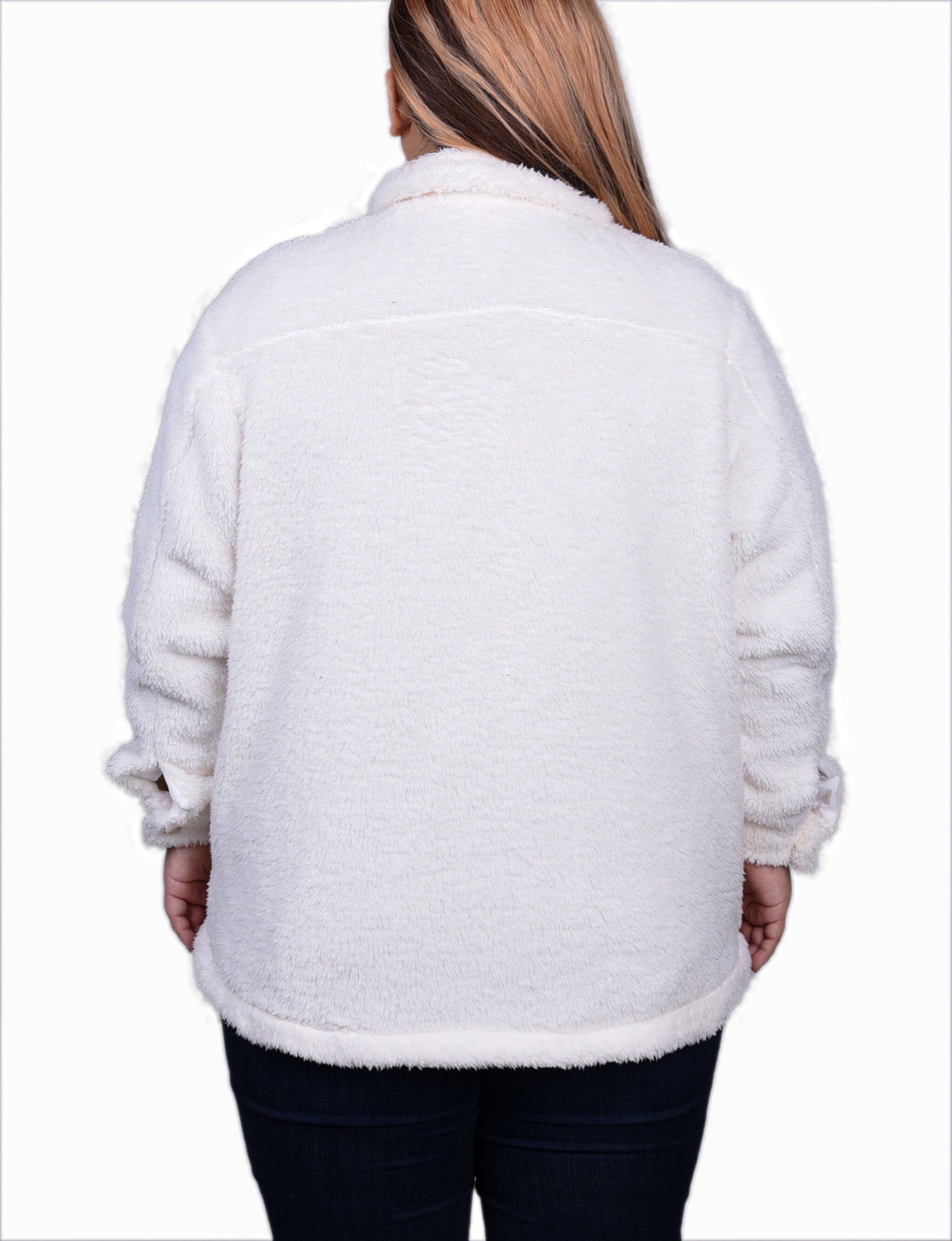 Long Sleeve Button Front Sherpa Jacket, , alternate image number 1