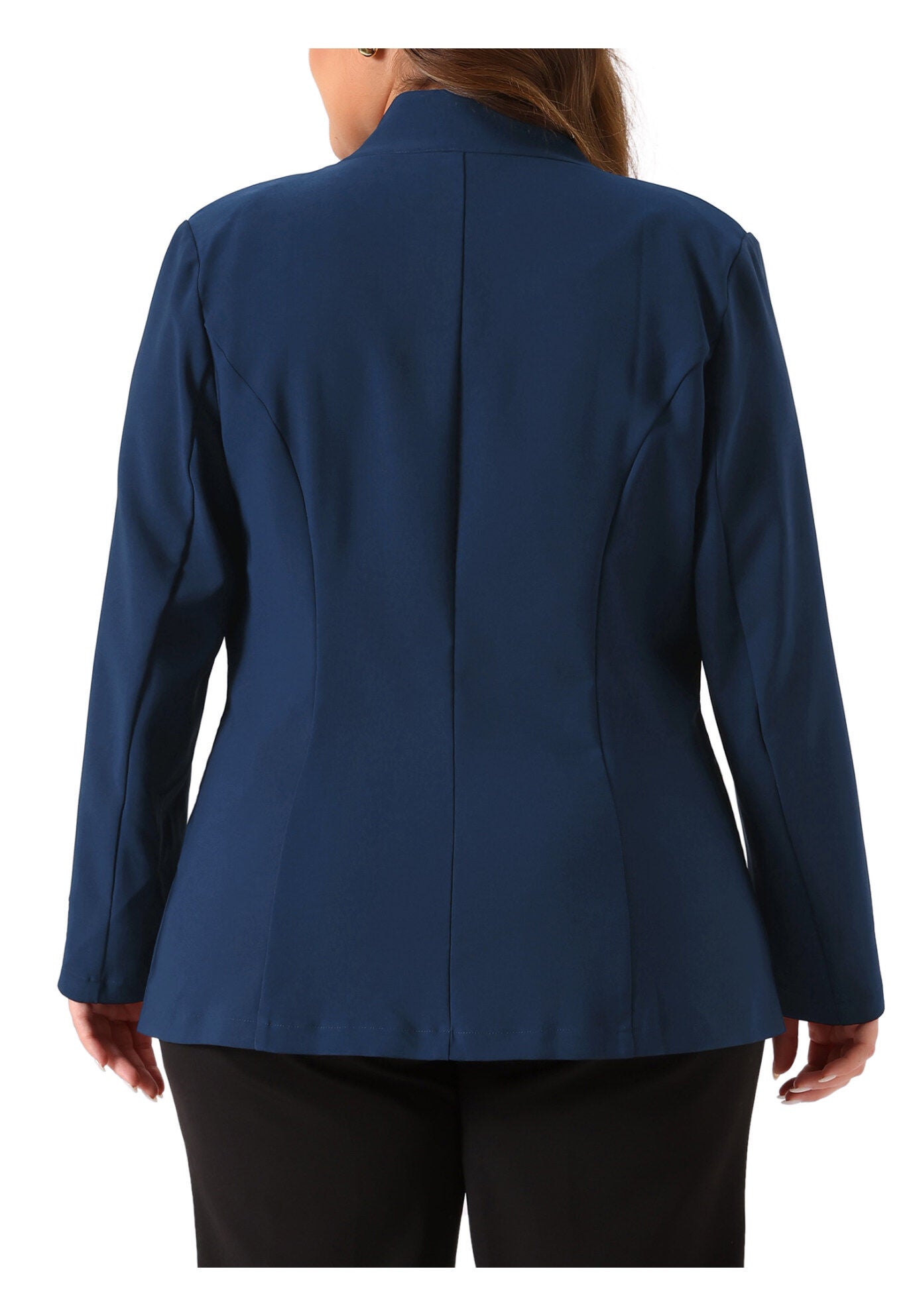 BUTTON LONG SLEEVE BUSINESS SUIT BLAZER, Navy Blue / Navy, alternate image number 2