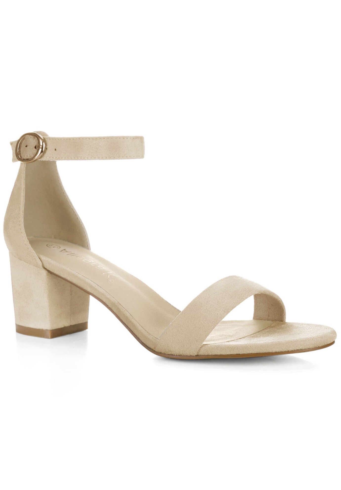 Mid Block Heel Ankle Strap Sandals, Beige / Beige, hi-res image number 0