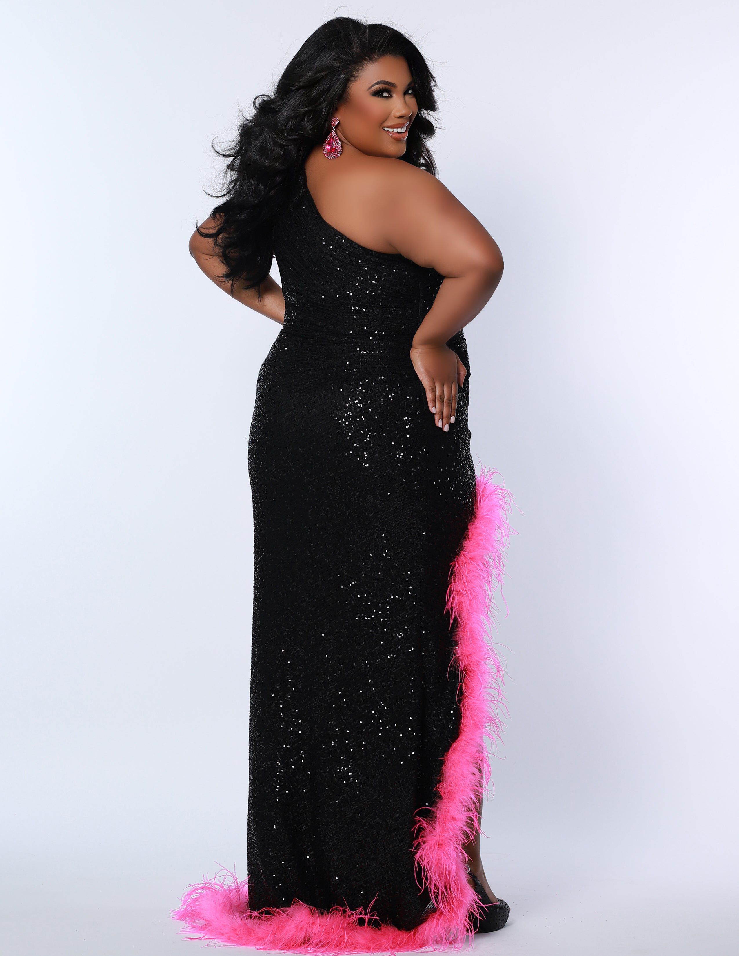 SUPER CHARGER EVENING GOWN, JetHot Pink / Black, alternate image number 1