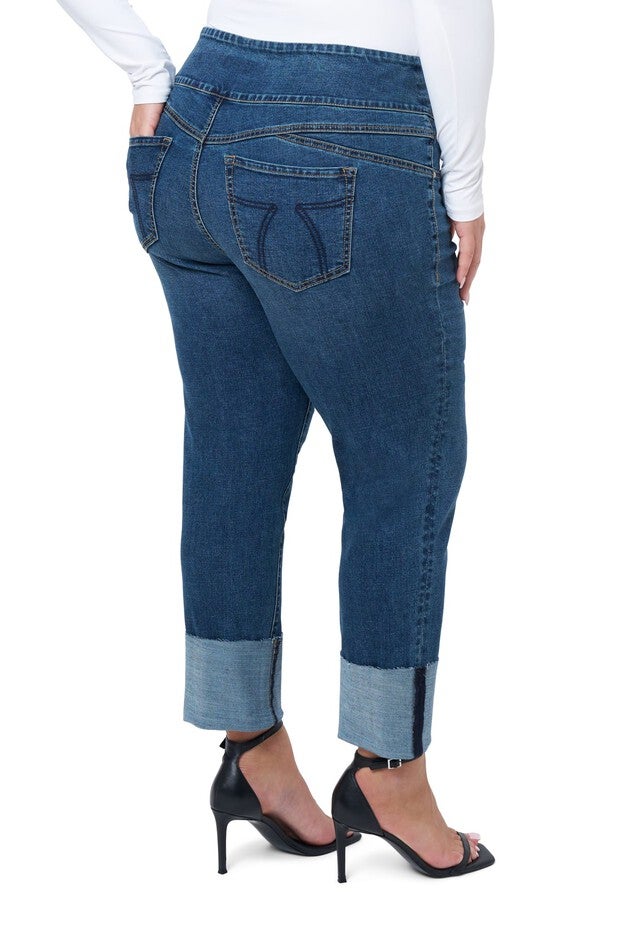 Pull On Tummy Toner High Cuff Jeans, St James / Medium Wash, alternate image number 2