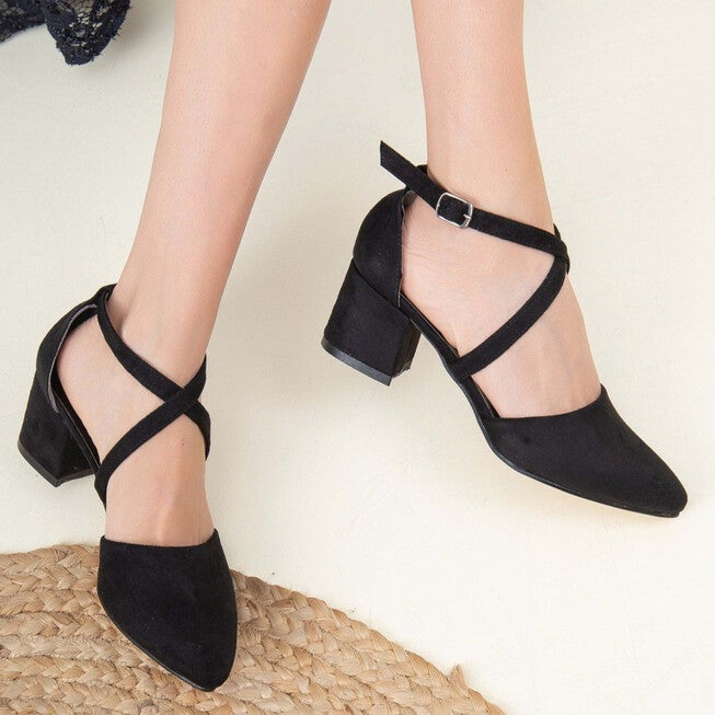 DOLLY - BLACK SUEDE HEELS, BLACK / Black, alternate image number 1