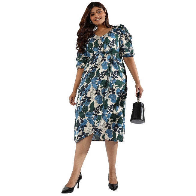 Women Floral Design Casual Dress, Navy / Navy, alternate image number null