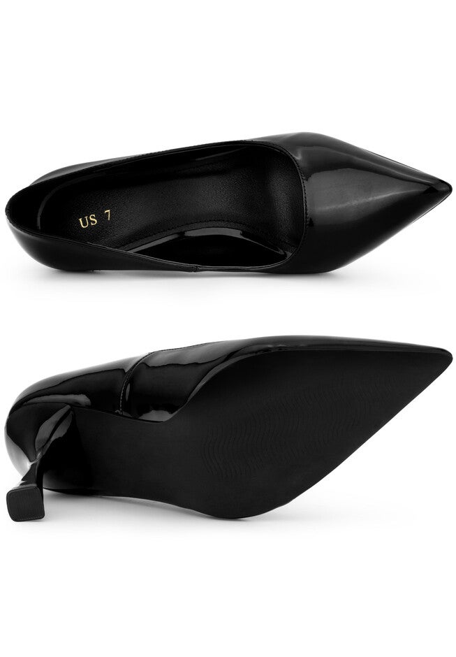 Pointed Toe Stiletto Heels Dress Pumps, Black / Black, alternate image number 3
