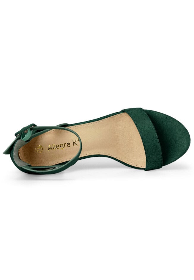 Ankle Strap Block Low Heel Sandal, Green / Forest Green, alternate image number 3