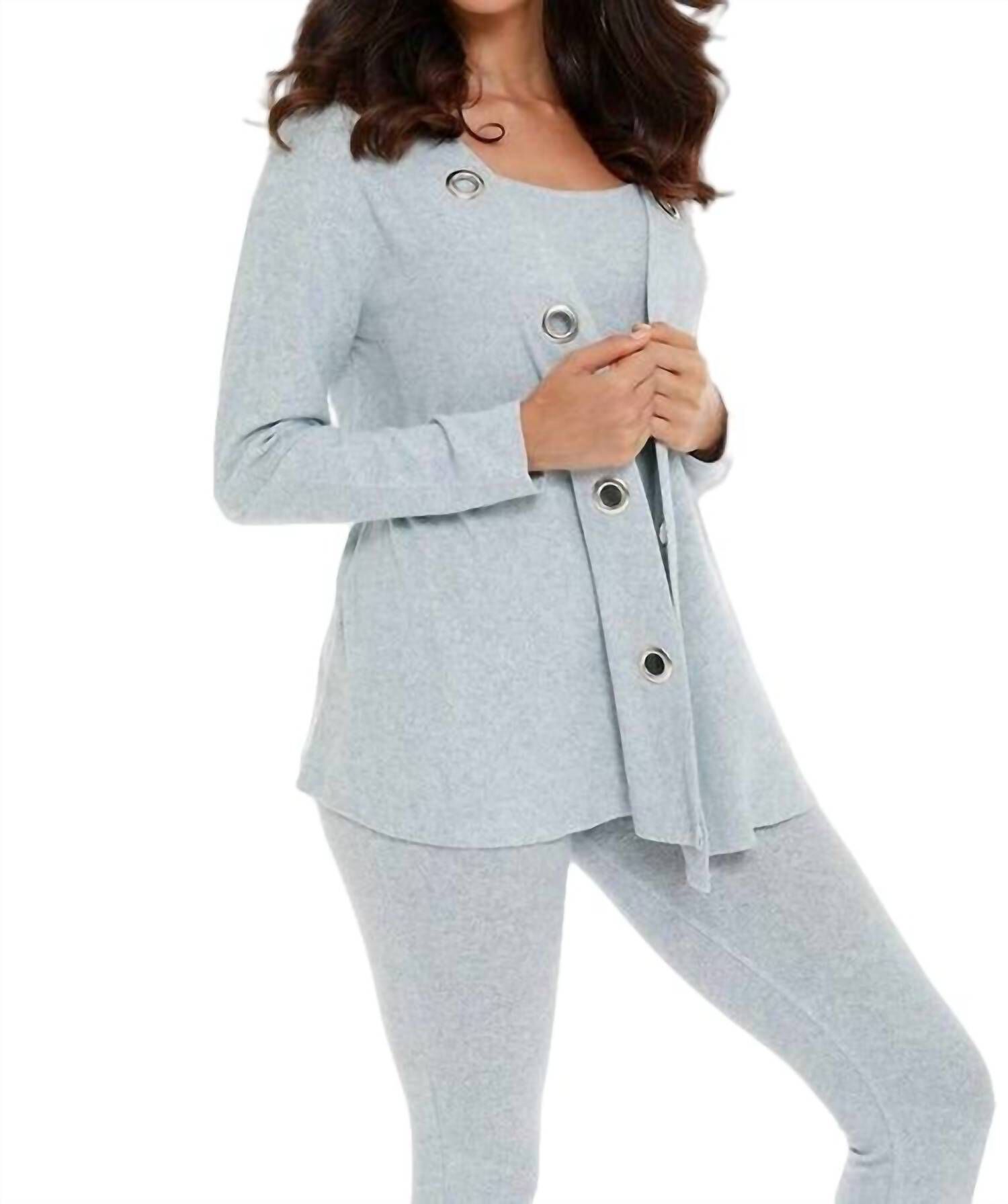 JULIANA KASHMIRA OPEN GROMMET CARDIGAN IN SKY BLUE, Sky Blue / Dusty Blue, hi-res image number 0
