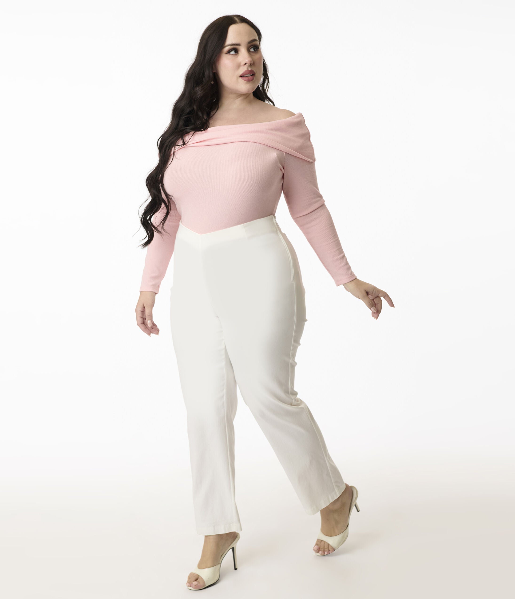 Unique Vintage Plus Size 1960s White Cigarette Pants, White / White, hi-res image number 0