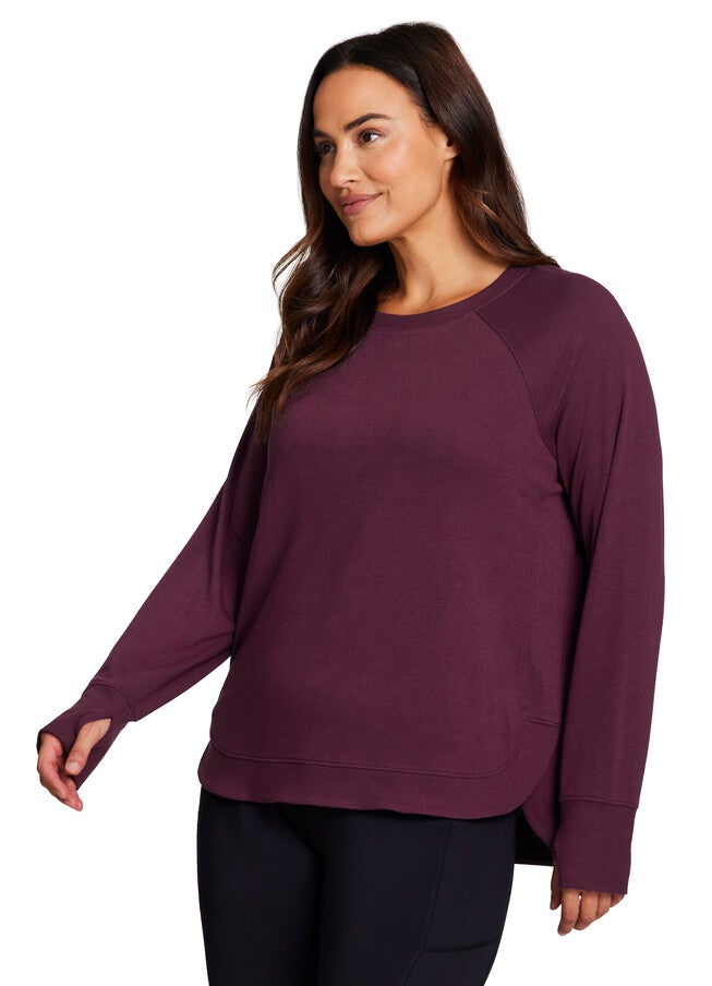 Plus Studio French Terry Sweatshirt, Burgundy / Burgundy, alternate image number 2