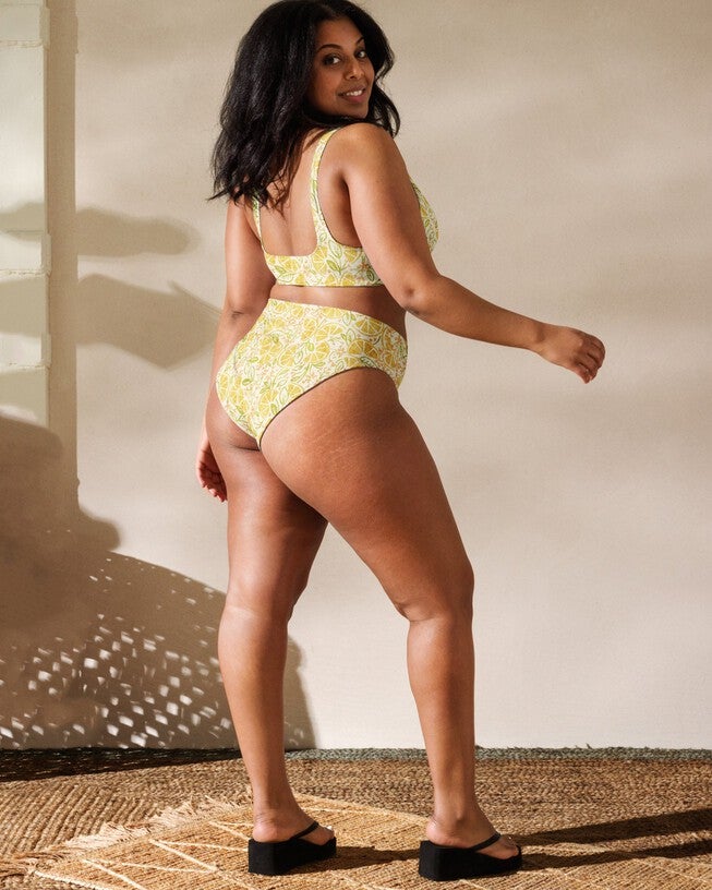 Vintage Citrus Recycled High-Waisted Bikini Bottom, , alternate image number null
