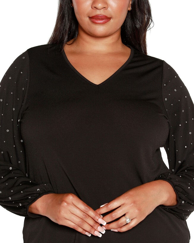 Plus Size Embellished Open-Front Knit Cardigan, Key Lime / Chartreuse, alternate image number null