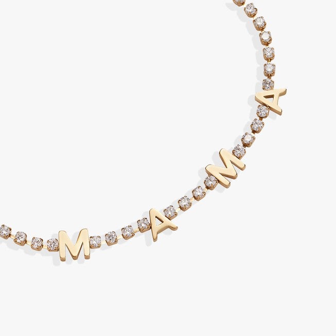 'Mama' Crystal Tennis Bracelet, Gold / Gold, alternate image number 1