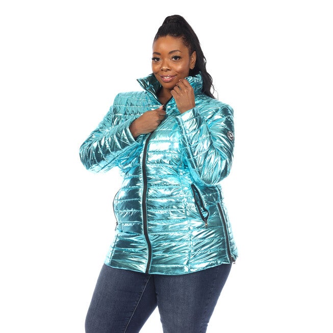 Metallic Puffer Coat, , alternate image number 7
