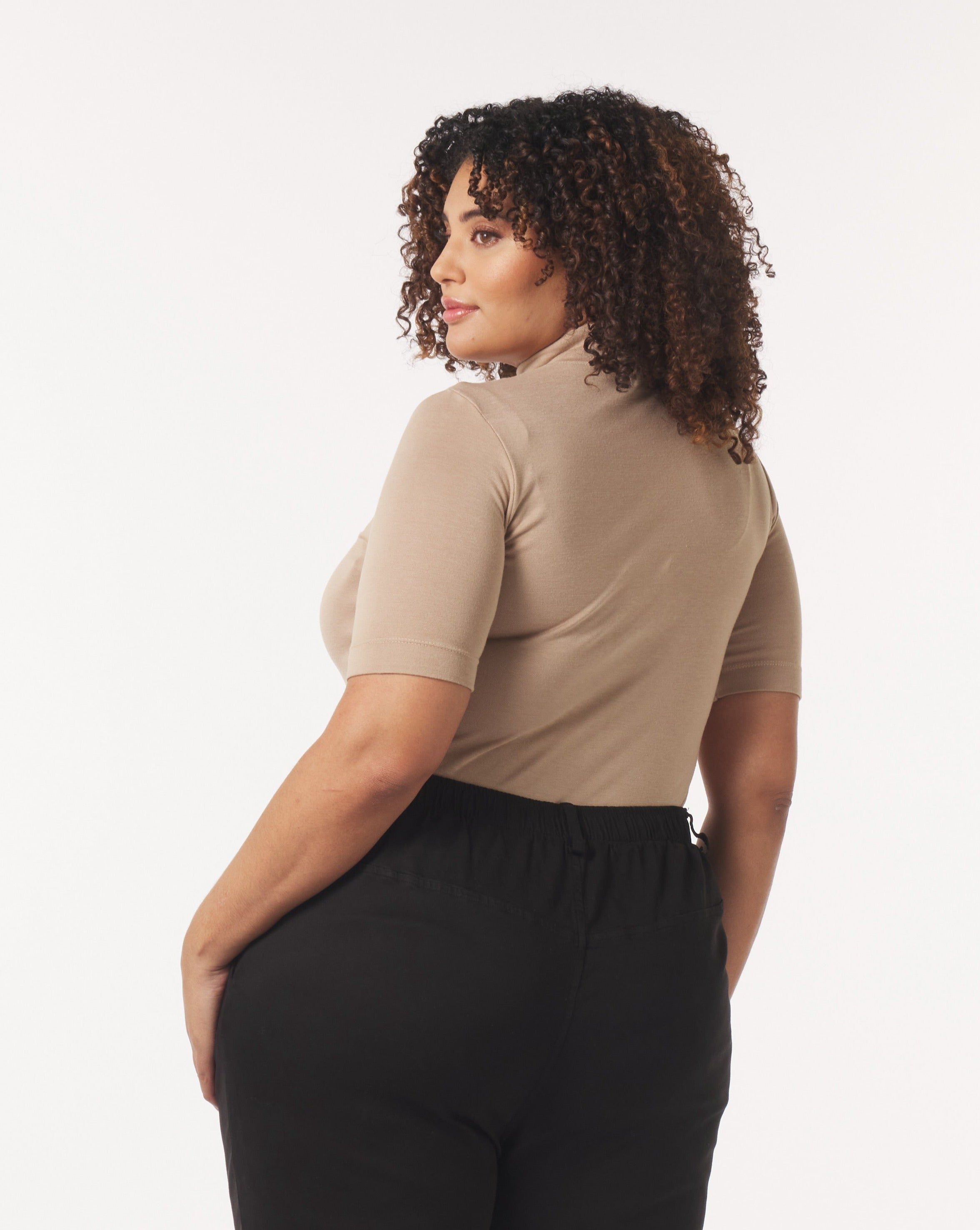 Natalie Mock Neck Top, Latte / Tan, alternate image number 2