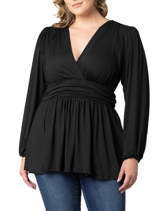 Leah Long Sleeve Tunic Top, BLACK NOIR / Black, hi-res image number null