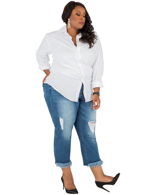 Verla Curvy Fit Cropped Frayed Boyfriend Jeans, 3015PJSTONER / Navy, alternate image number null