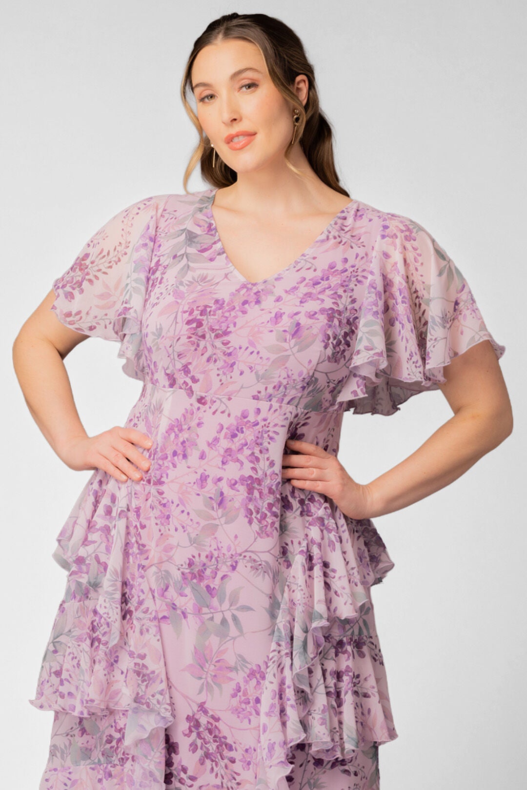 Tour de Flounce Evening Gown, Wisteria Blooms / Lilac, alternate image number 2