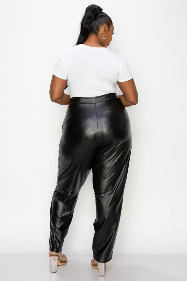 ELISE VEGAN LEATHER POCKET PANTS, Black / Black, alternate image number 2