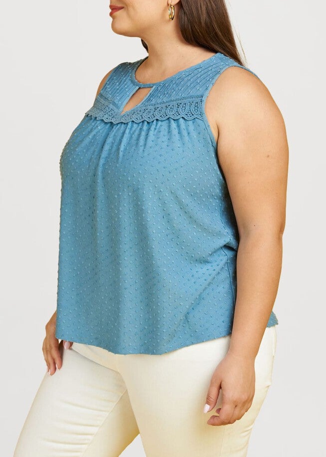 Layla Knit Tank Top with Lace, , alternate image number 3