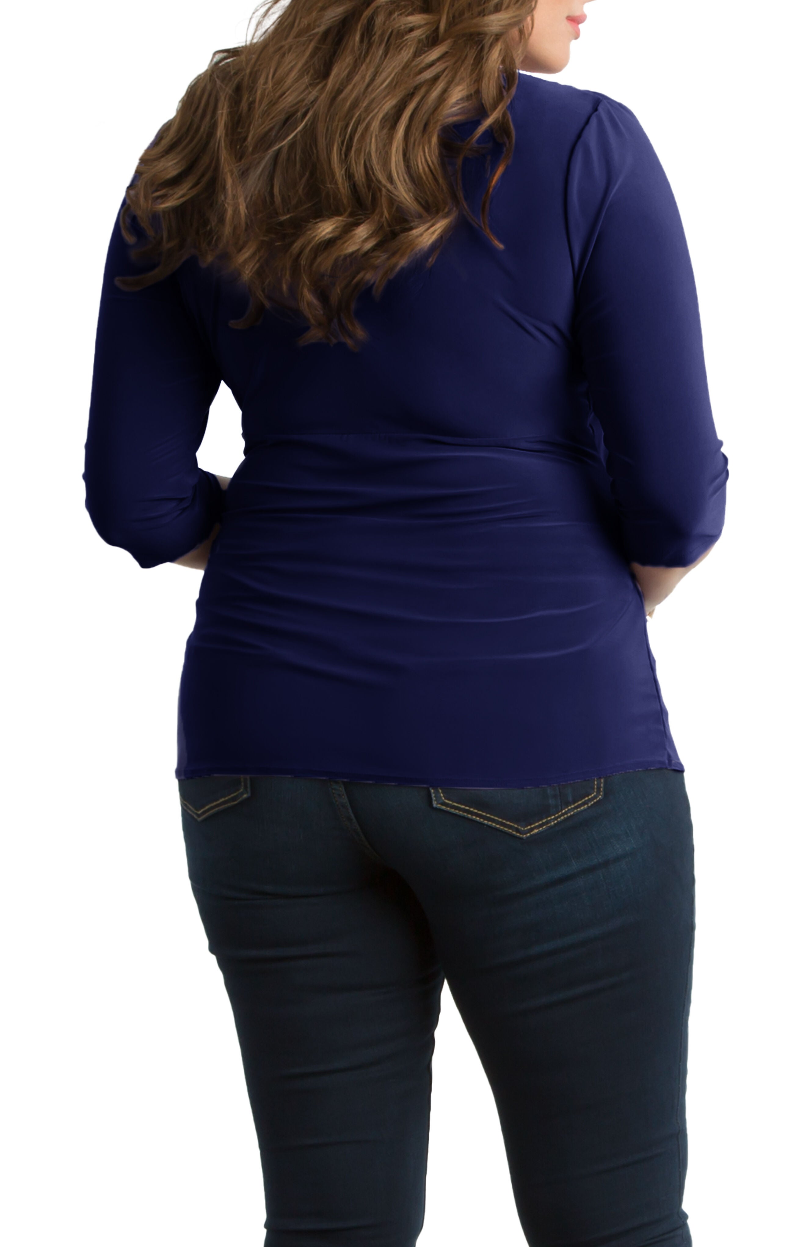 Femme Fatale Faux Wrap Top, NOUVEAU NAVY / Navy, alternate image number 2