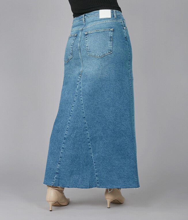 MADLYN-TLT High Rise Denim Maxi Skirt, Twilight / Medium Wash, alternate image number 2