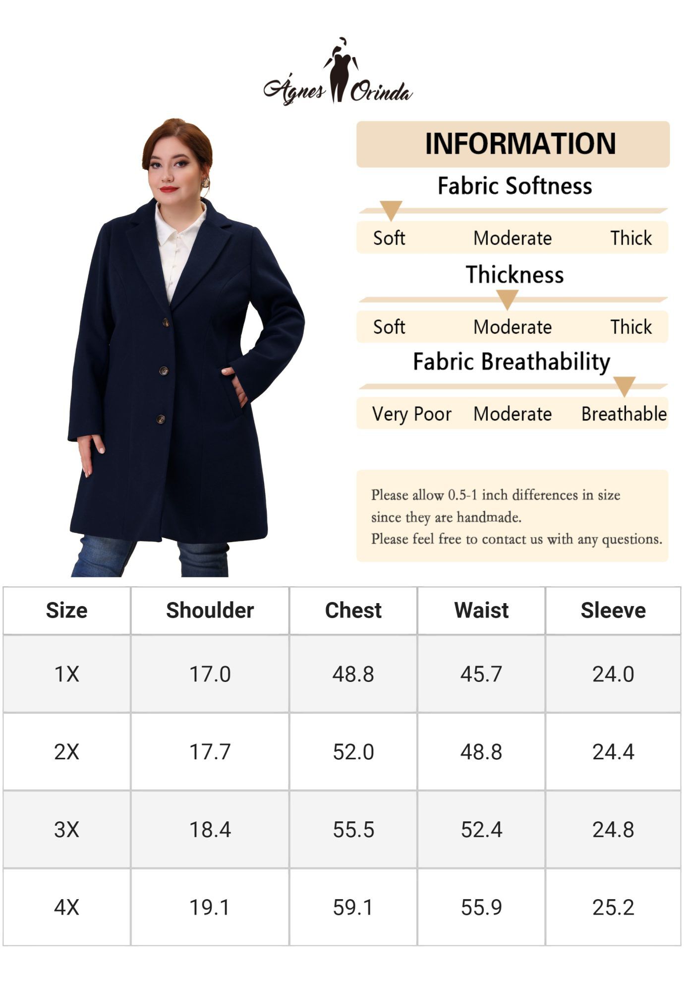SINGLE BREASTED NOTCHED LAPEL LONG WINTER COAT, Dark Blue / Navy, alternate image number 4