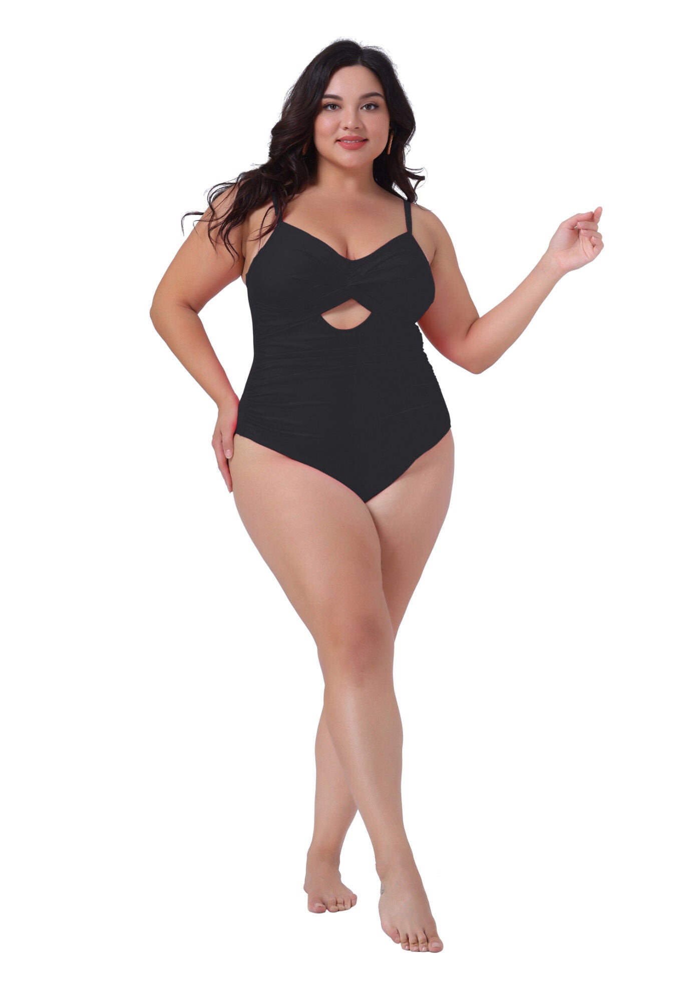 Summer Swimsuit Cutout High Waisted Swimwear, Black / Black, hi-res image number 0