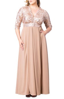 Paris Pleated Sequin Gown