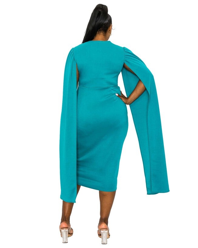 Naomi Cape Dress, Jade / Turquoise, alternate image number null