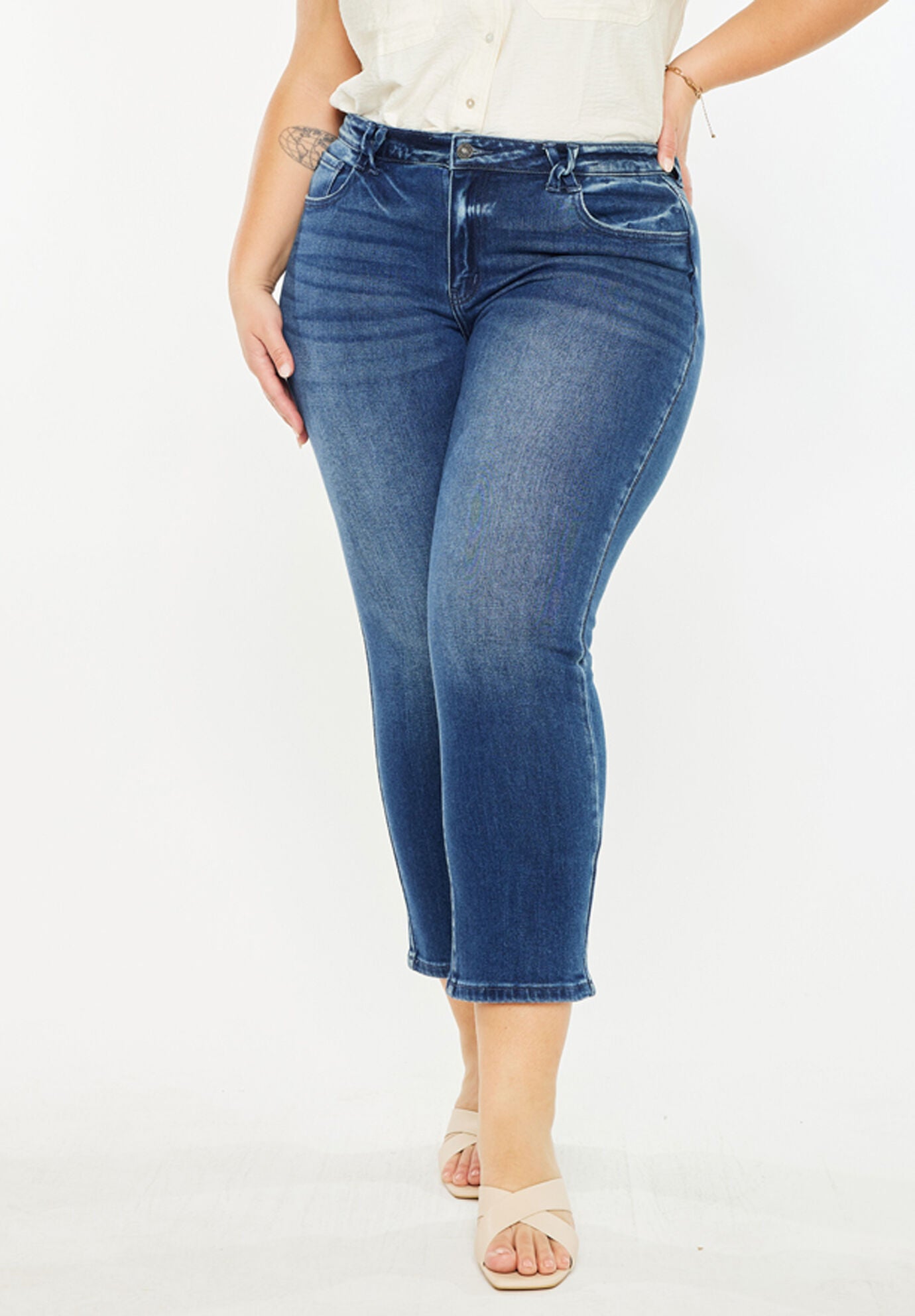 Candice Mid Rise Slim Straight (Plus Size), Dark Wash / Dark Wash, alternate image number 2