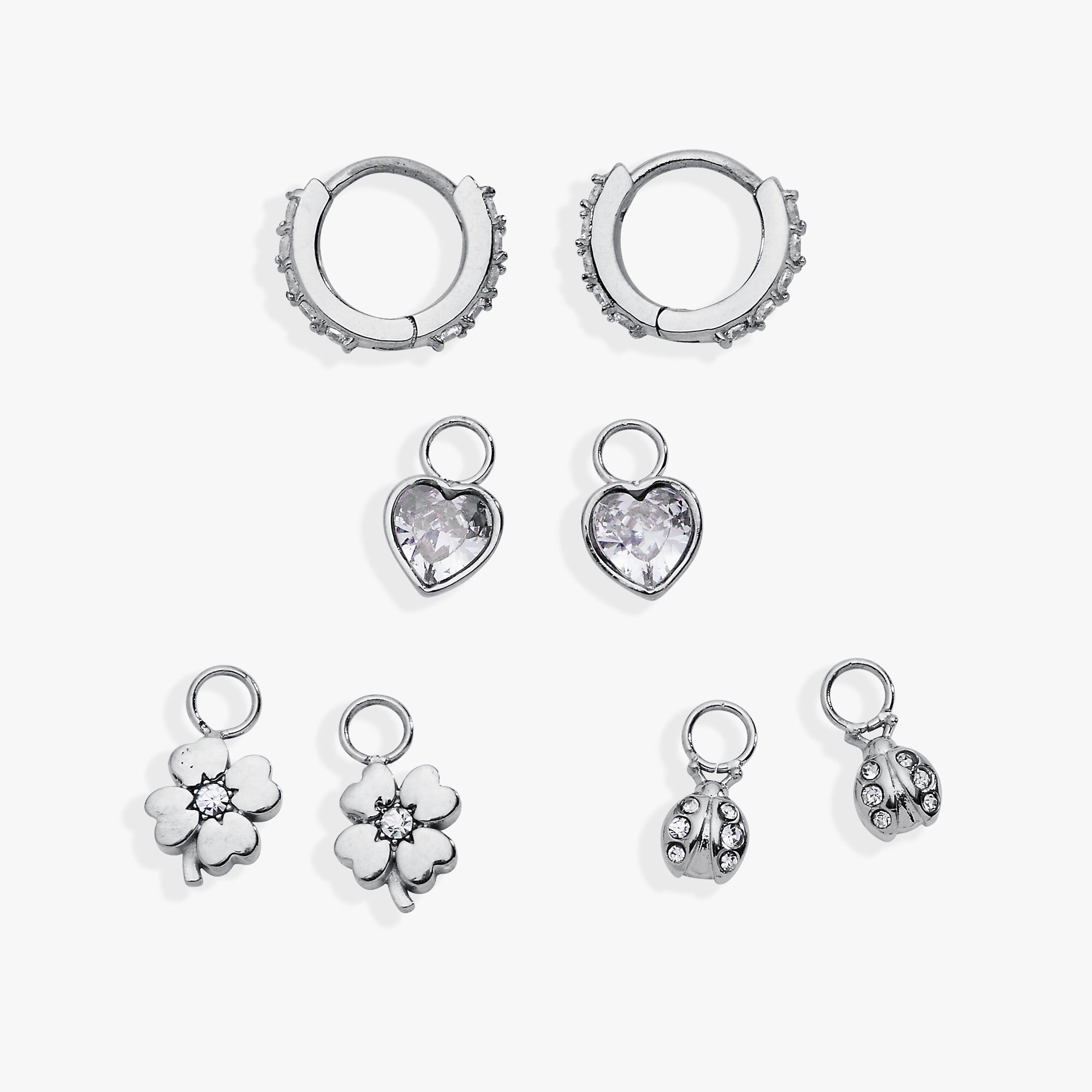 Love & Luck Mix & Match Earring Set of 4, Silver / Silver, hi-res image number 0