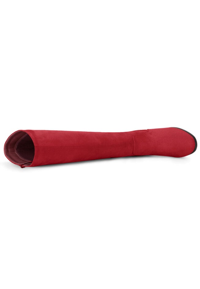 SIDE ZIPPER CHUNKY HEEL KNEE HIGH BOOTS, Red / Red, alternate image number 3