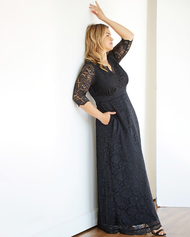 Maria Lace Evening Gown, ONYX / Black, alternate image number 3