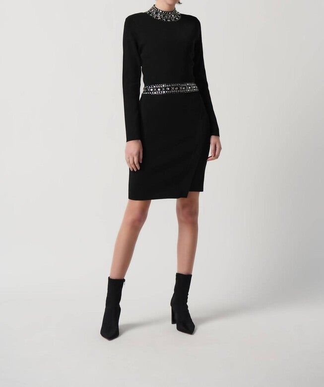 HIGH NECK DRESS, Black / Black, hi-res image number null