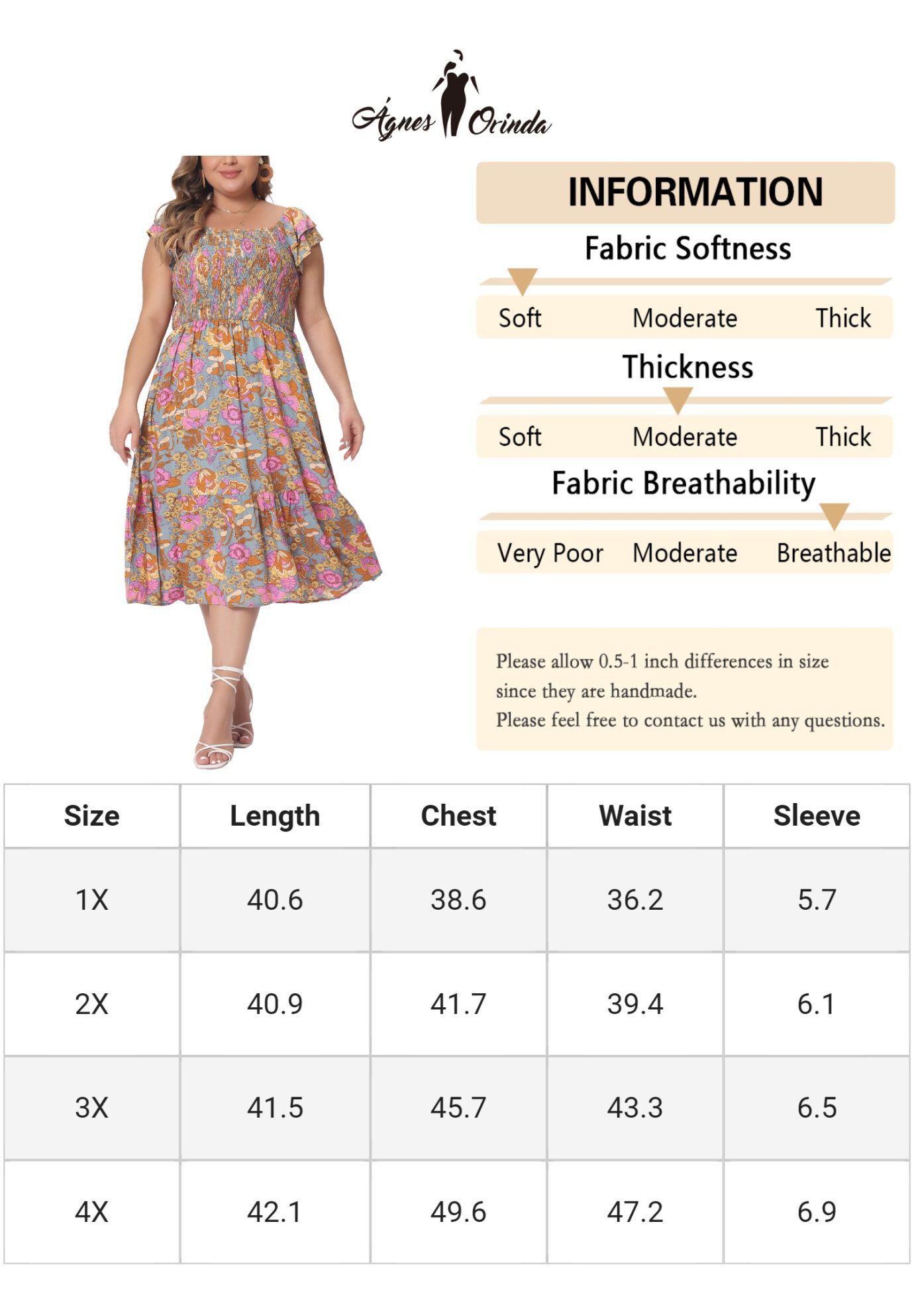 Square Neck Flutter Sleeve Smocked High Waist Flowy Summer Midi Dress, Grey Green / Dusty Blue, alternate image number 4
