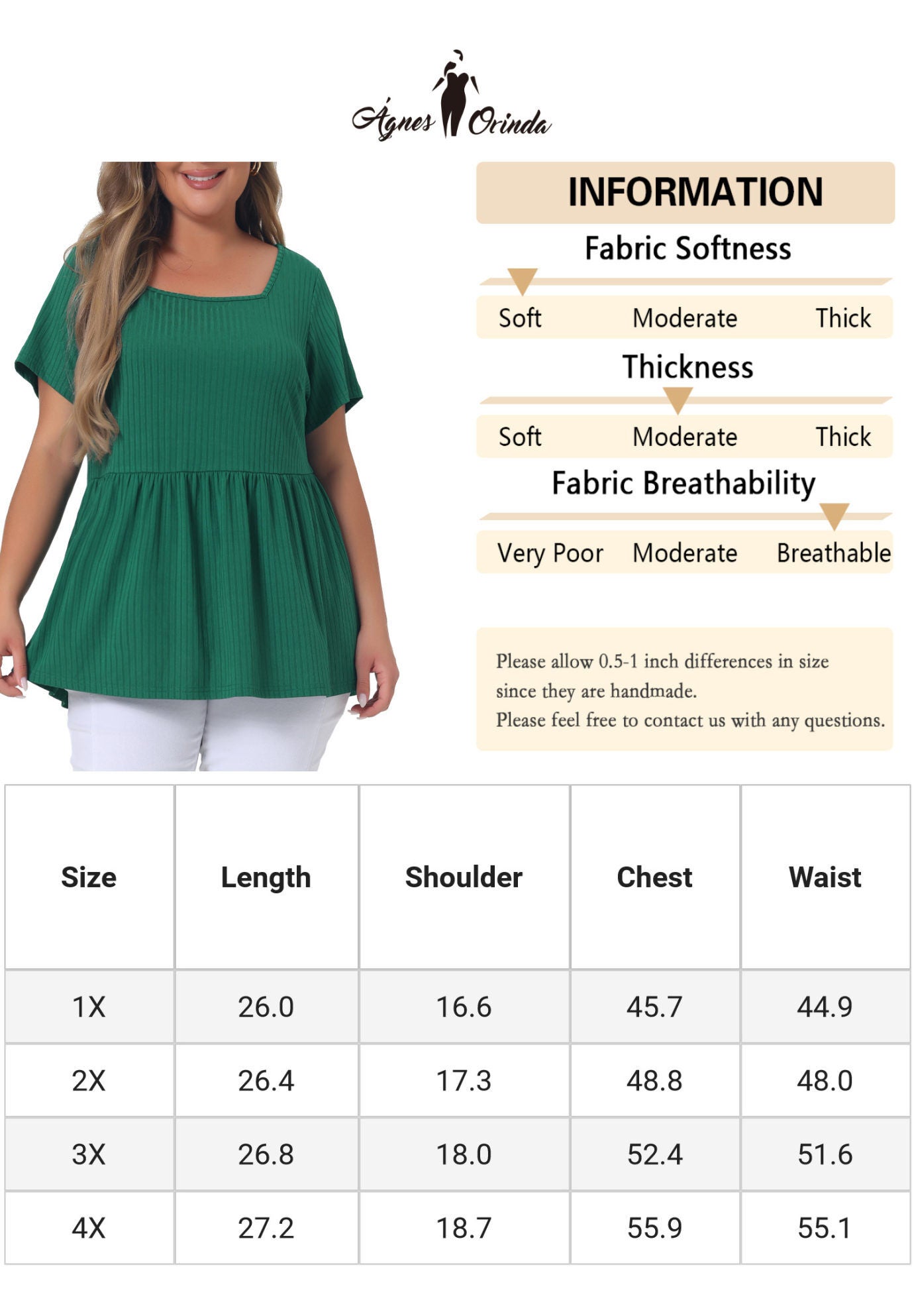 Babydoll Top Summer Peplum Short Sleeve Summer Oversized Tunic Blouse, Green / Forest Green, alternate image number 4