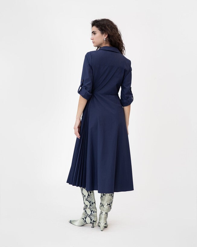 Long Sleeve Midi Shivon Dress, Maritime Blue / Navy, alternate image number 2