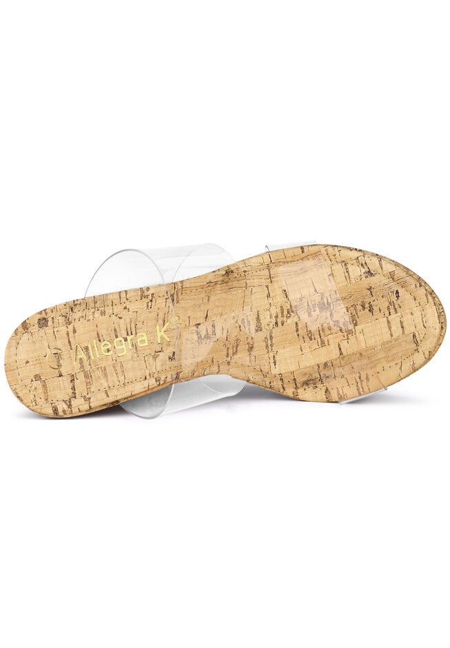 Platform Transparent Straps Wedge Clear Heels Sandals, Clear / Beige, alternate image number 1