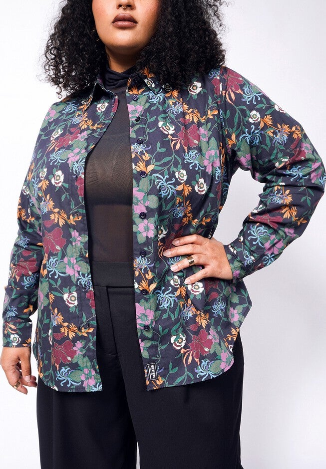 The Essential Long Sleeve Button Up, WILDFLOWER NAVY / Navy, hi-res image number 0