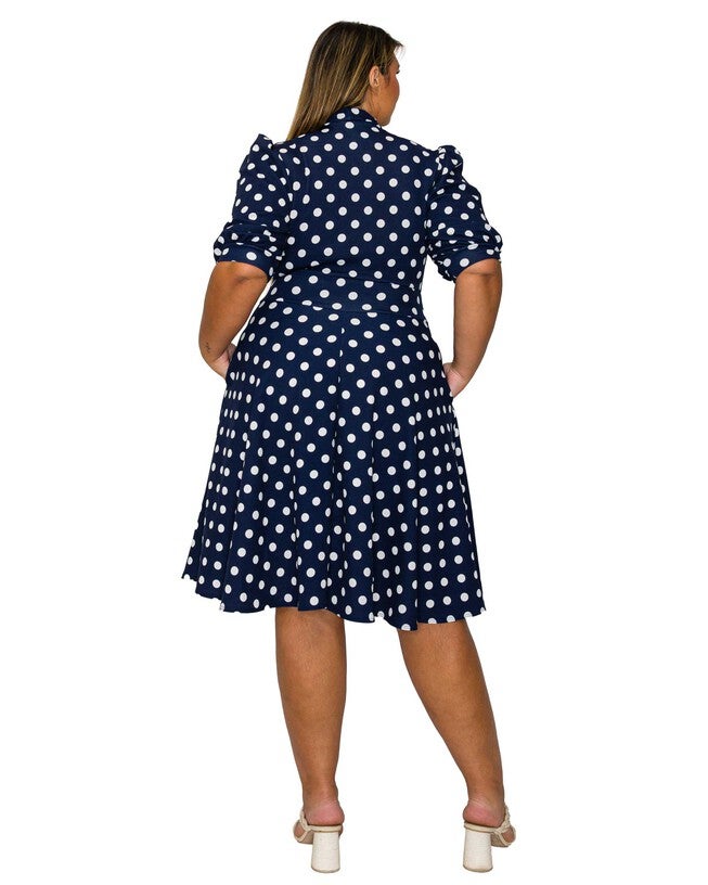 Breken Pocket Flare Dress, Navy White / Navy, alternate image number 2