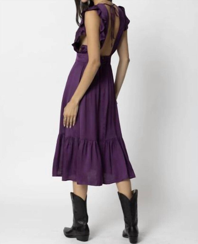 THE JESSIE MIDI DRESS IN DEEP PURPLE, Deep Purple / Purple, alternate image number 3