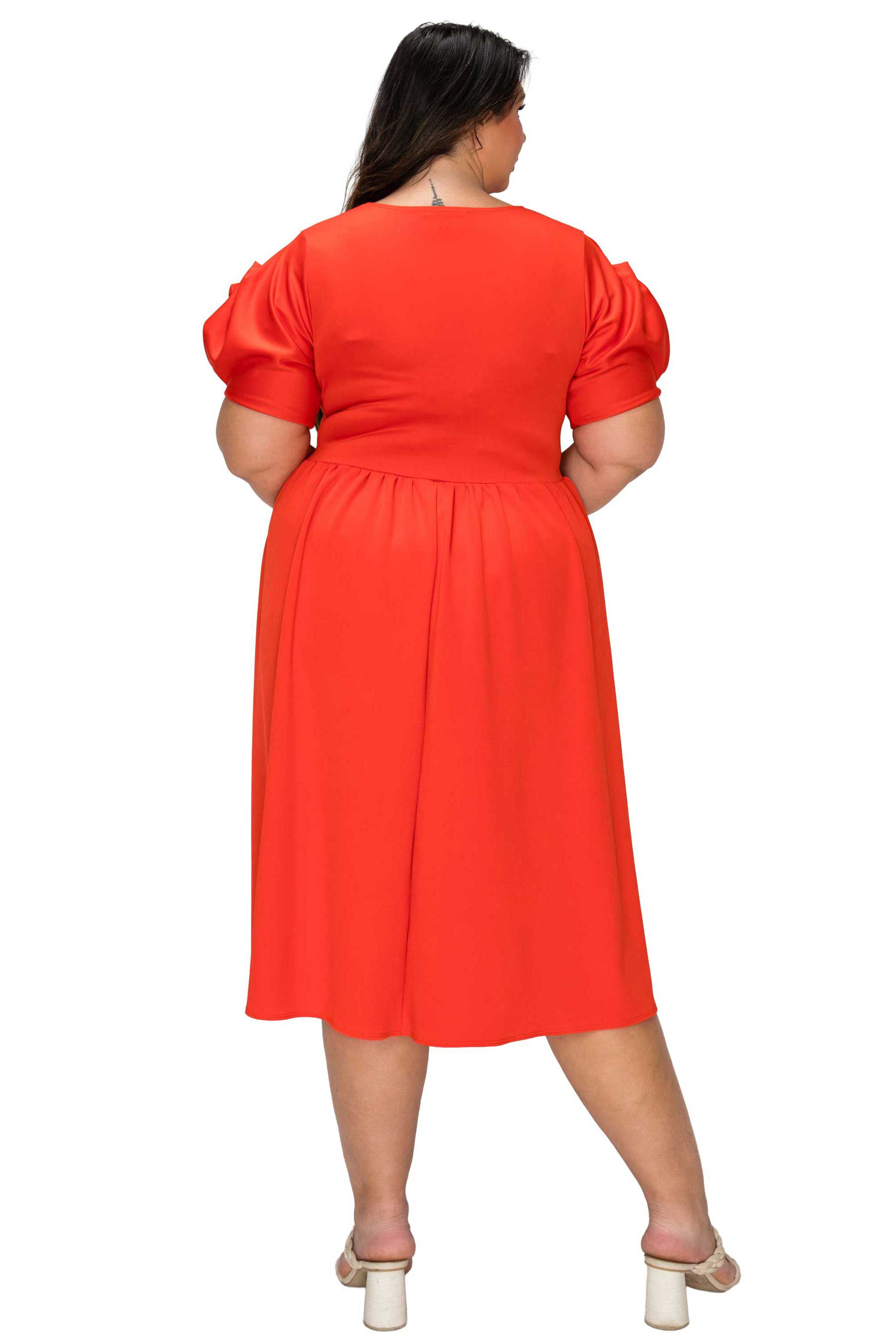Rosie Florette Sleeve Midi Dress, Tomato / Red, alternate image number 2